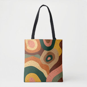 Groovy Retro Wellen und Punkte mit lebhaften Farbe Tasche