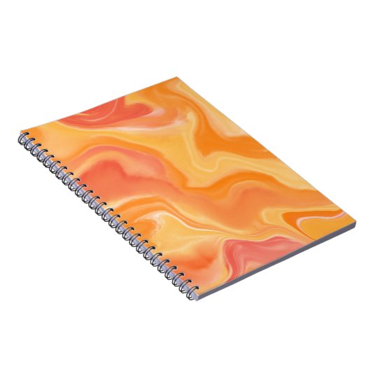Groovy Retro-Wirbel - Orange, Gelb, Korallen Notizblock (Rechte Seite)