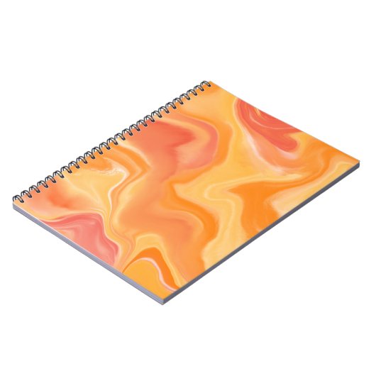 Groovy Retro-Wirbel - Orange, Gelb, Korallen Notizblock (Linke Seite)