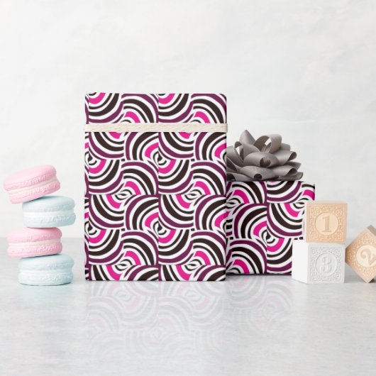 Groovy Retro Wirbel rosa Muster Geschenkpapier (Babyparty)