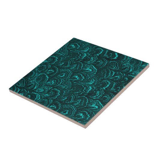 Groovy Retro Wirbels-aquamarine Türkis Trivet Fliese (Seite)