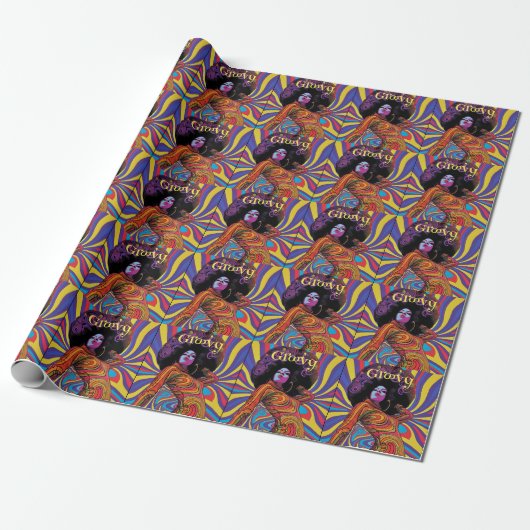 Groovy Retro Wrapping Paper Geschenkpapier (Ungerollt)