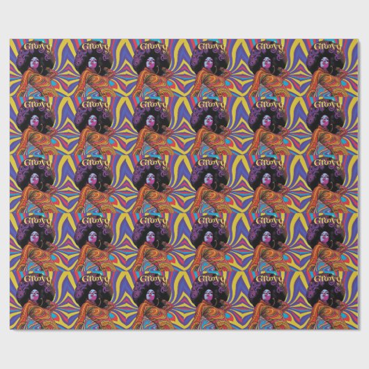 Groovy Retro Wrapping Paper Geschenkpapier (Flach)