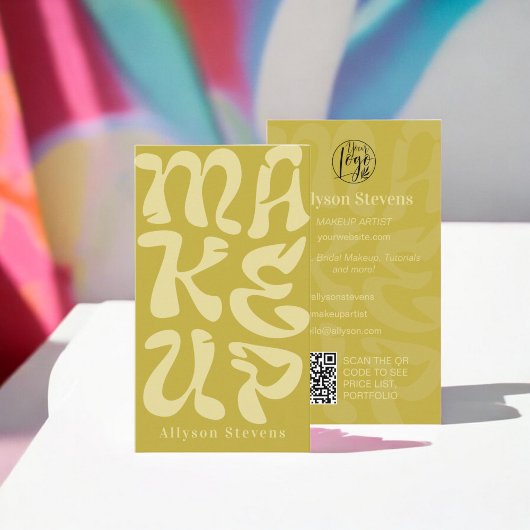 Groovy Retrolim grünes Logo qr Code Makeup Visitenkarte