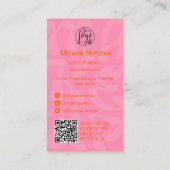 Groovy Retroorange Logo qr Code Makeup Visitenkarte (Rückseite)