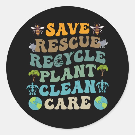 Groovy Rett Bees Rescue Animals Gerecycelt Earth D Runder Aufkleber (Vorderseite)
