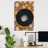 Groovy Rhythm: Schallplatte und Retro-Wecker Ar Poster (Heimbüro)