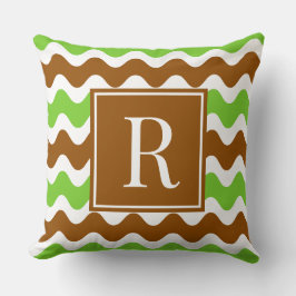 Groovy Ric Rac Streifen - Horizontal Braun & Limet Kissen