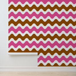 Groovy Ric Rac Streifen Horizontal Hot Pink & Brau Tapete