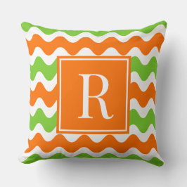 Groovy Ric Rac Streifen - Horizontal Orange & Lime Kissen