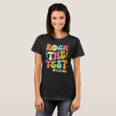 Groovy Rock The Test Motivational Retro Teachers T T-Shirt (Vorne ganz)