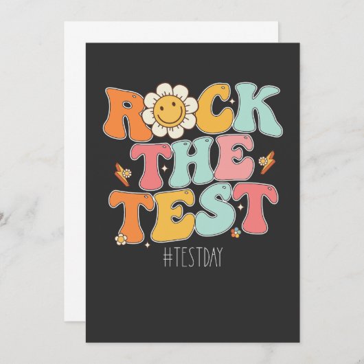 Groovy Rock the Test Motivierend Testing Day Einladung (Vorne/Hinten)