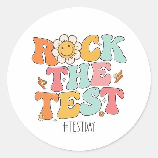 Groovy Rock the Test Motivierend Testing Day Runder Aufkleber (Vorderseite)