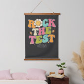 Groovy Rock the Test Motivierend Testing Day Wandteppich Mit Holzrahmen (Schlafzimmer)