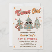 Groovy Rockin Weihnachtsbaum Hippie Birthday Einladung (Vorderseite)