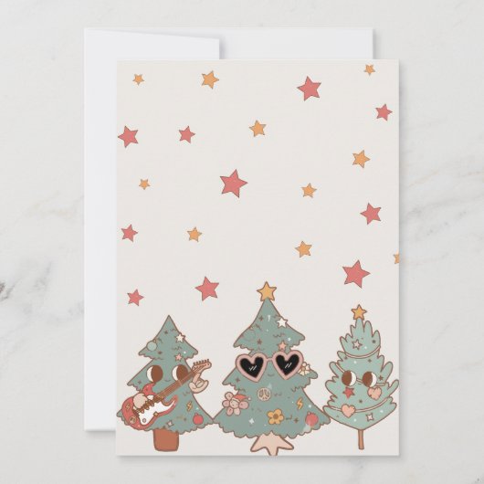 Groovy Rockin Weihnachtsbaum Hippie Birthday Einladung (Rückseite)