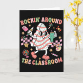 Groovy Rocking Around Clroom Teacher Christmas Tre Karte (Gelbe Blume)