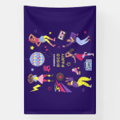 Groovy Roller Disco Lila Party Millennial Retro Banner (Vertikal)