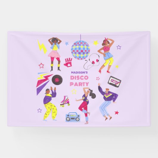 Groovy Roller Disco Lila Party Millennial Retro Banner (Horizontal)