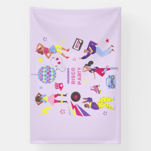 Groovy Roller Disco Lila Party Millennial Retro Banner (Vertikal)