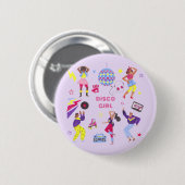 Groovy Roller Disco Lila Party Millennial Retro Button (Vorne & Hinten)