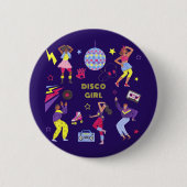 Groovy Roller Disco Lila Party Millennial Retro Button (Vorderseite)