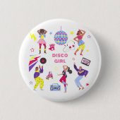 Groovy Roller Disco Lila Party Millennial Retro Button (Vorderseite)