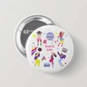 Groovy Roller Disco Lila Party Millennial Retro Button (Vorne & Hinten)