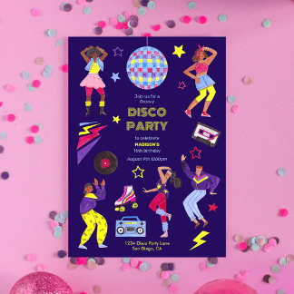 Groovy Roller Disco Lila Party Millennial Retro Einladung