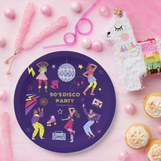 Groovy Roller Disco Lila Party Millennial Retro Pappteller (Party)