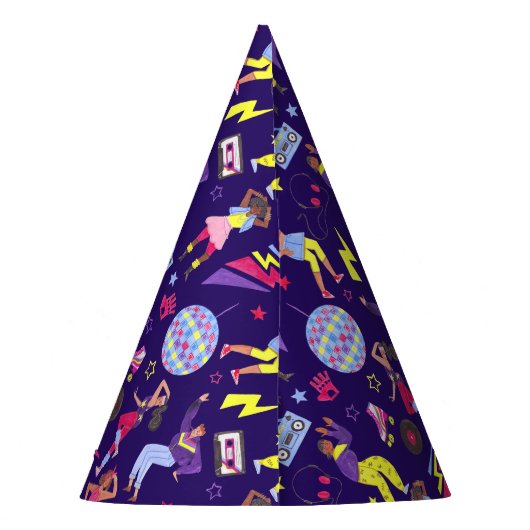 Groovy Roller Disco Lila Party Millennial Retro Partyhütchen (Rückseite)