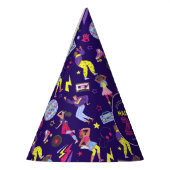 Groovy Roller Disco Lila Party Millennial Retro Partyhütchen (Links)