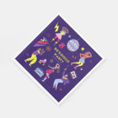 Groovy Roller Disco Lila Party Millennial Retro Serviette (Ecke)