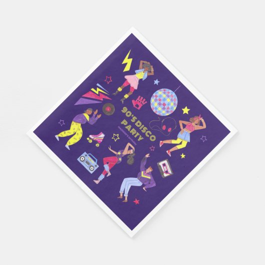 Groovy Roller Disco Lila Party Millennial Retro Serviette (Ecke)