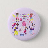 Groovy Roller Disco Party Retro 80er Dancing Peopl Button (Vorderseite)