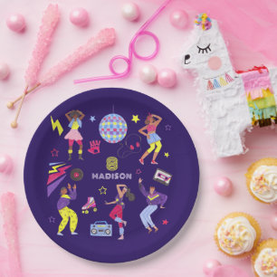 Groovy Roller Disco Party Retro 80er Disco-Kugel Pappteller