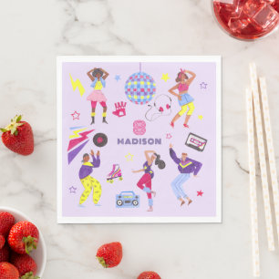 Groovy Roller Disco Party Retro 80er Disco-Kugel Serviette