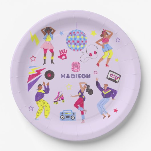 Groovy Roller Disco Party Retro 80er Discoball Pappteller (Vorderseite)