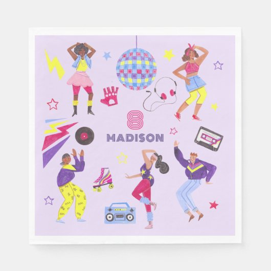 Groovy Roller Disco Party Retro 80er Discoball Serviette (Vorderseite)