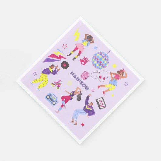 Groovy Roller Disco Party Retro 80er Discoball Serviette (Ecke)