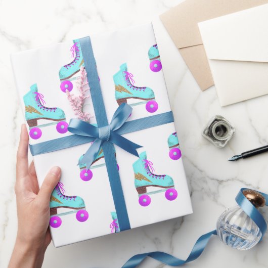 Groovy Roller Skate Pattern Geschenkpapier (Schenken)