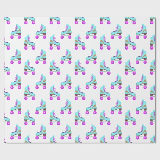 Groovy Roller Skate Pattern Geschenkpapier (Flach)