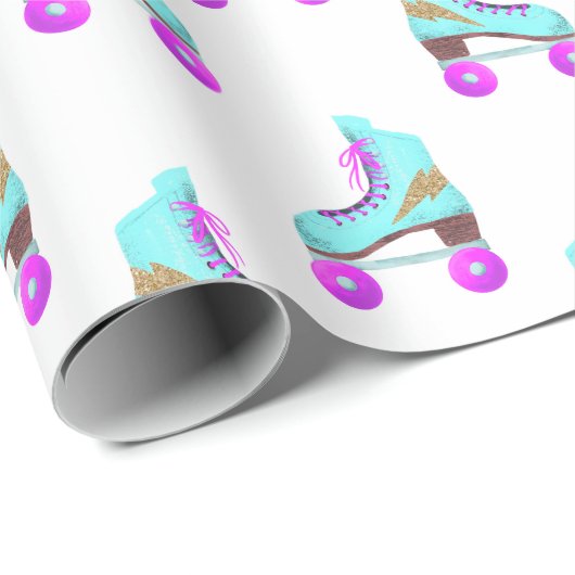 Groovy Roller Skate Pattern Geschenkpapier (Rolleneckpunkt)