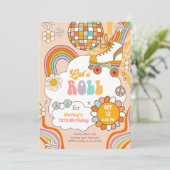 Groovy Roller Skate Retro 70er Rainbow Birthday Einladung (Stehend Vorderseite)