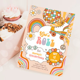 Groovy Roller Skate Retro 70er Rainbow Birthday Einladung