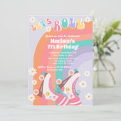 Groovy Roller Skate Retro Geburtstagseinladungen Einladung (Stehend Vorderseite)