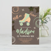 Groovy Roller Skate Rollerskating Geburtstagsparty Einladung (Stehend Vorderseite)