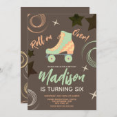 Groovy Roller Skate Rollerskating Geburtstagsparty Einladung (Vorne/Hinten)