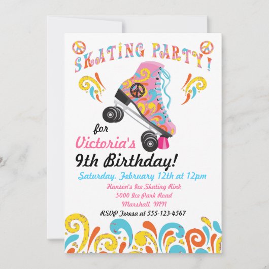 Groovy Roller Skaten Party Einladungen (Vorderseite)