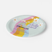Groovy Rollerskating Retro Rainbow Birthday Pappteller (Schrägansicht)